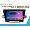 Sistema Android Reproductor de DVD GPS para Highlander Pantalla táctil de 9 pulgadas con Bluetooth / MP4